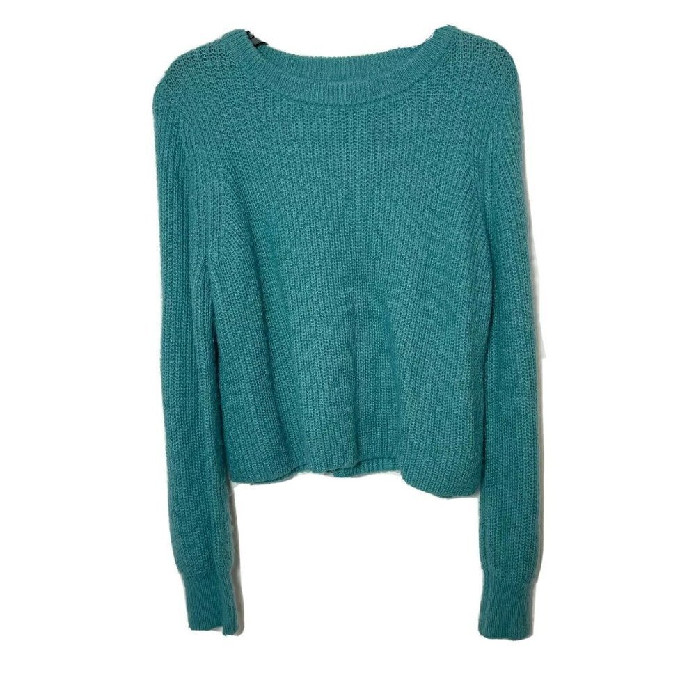 Rebecca Minkoff Womens Vinca Pullover Sweater Hydro Blue L Knitted Long Sleeve